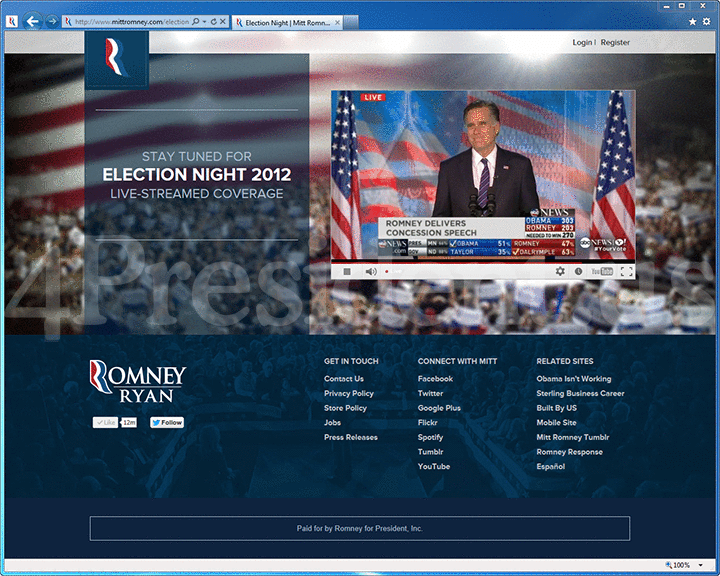 Mitt Romney 2012 Website - November 6, 2012