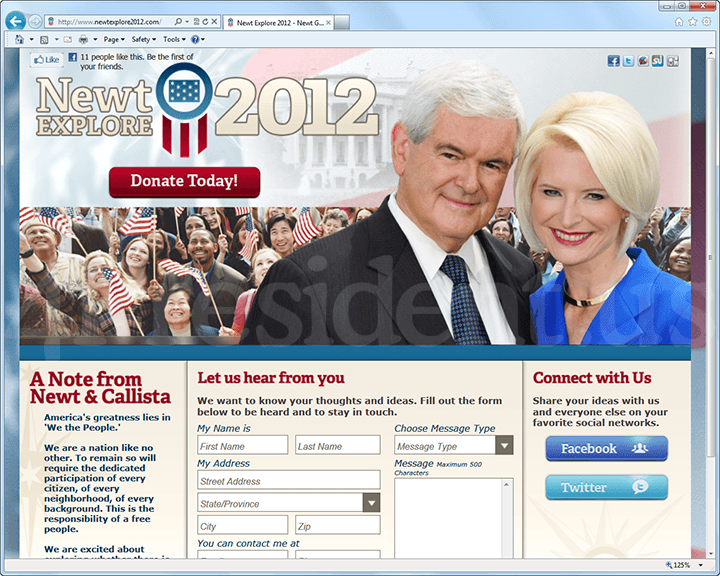 Newt Gingrich 2012 Website - March 3, 2011