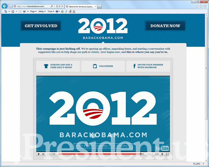Barack Obama 2012 Website - April 4, 2011