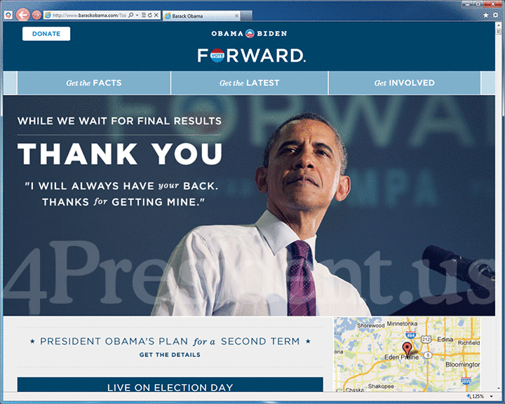 Barack Obama 2012 Website - November 6, 2012