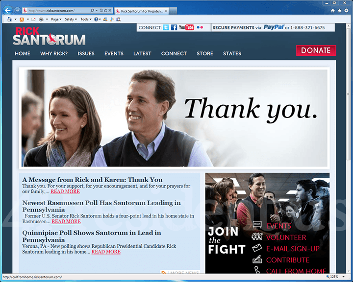 Rick Santorum 2012 Website - April 10, 2012