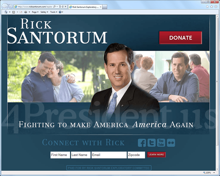 Rick Santorum 2012 Website - April 13, 2011