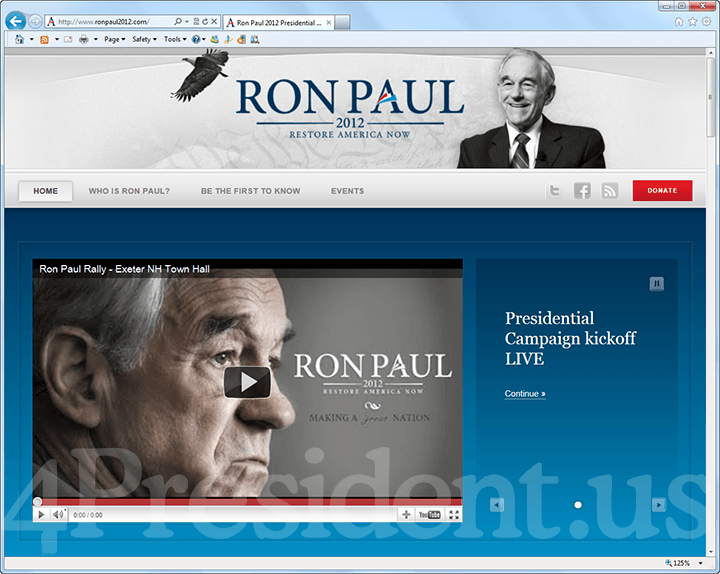 Ron Paul 2012 Website - May 13, 2011