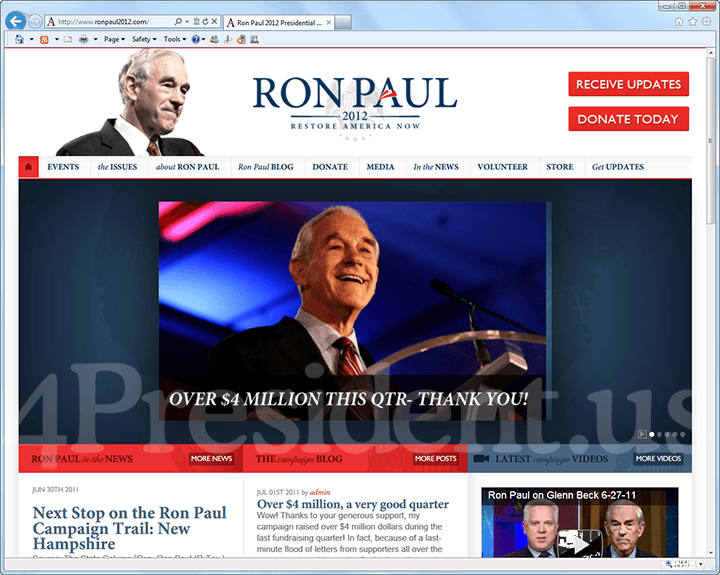 Ron Paul 2012 Website - June 30, 2011