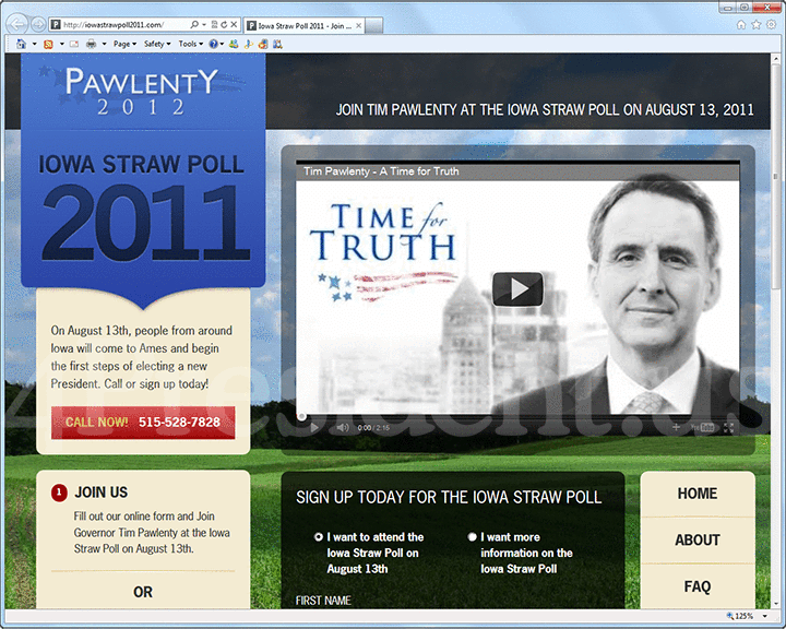 Tim Pawlenty 2012 Website Iowa Straw Poll - June 22, 2011