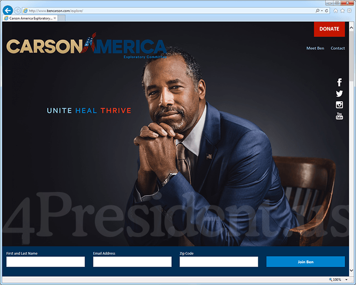 Ben Carson 2016 Presidential Campaign Exploratory Committee Website - March 3, 2015