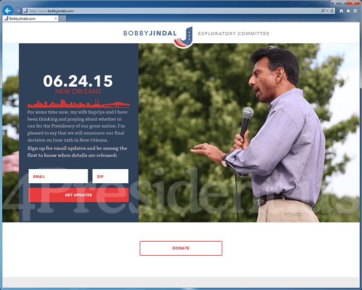 Bobby Jindal 2016 Presidential Campaign Website - June 3, 2015