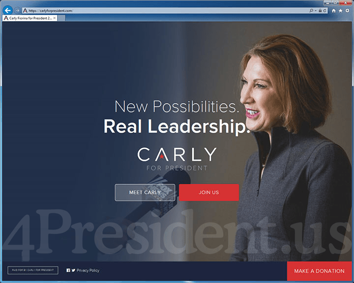 Carly Fiorina 2016 Presidential Campaign Website - May 4, 2015