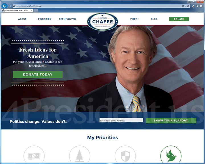 Lincoln Chafee 2016 Exploratory Committee Website
