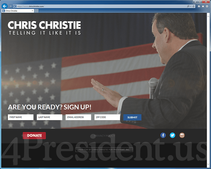 Chris Christie for President 2016 Website - June 27, 2015