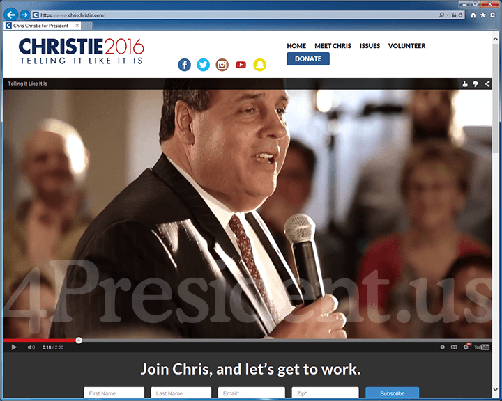 Chris Christie for President 2016 Website - June 30, 2015