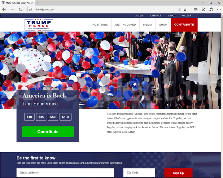 Donald J. Trump 2016 Presidential Campaign Website - July 21, 2016