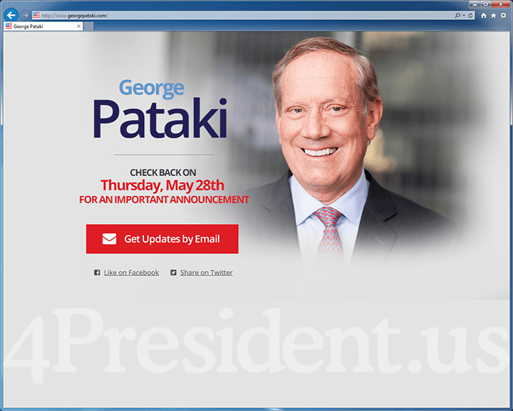 George Pataki 2016 Presidential Campaign Website - May 27, 2015