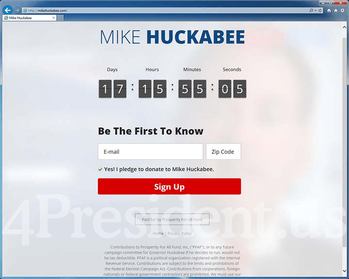 Mike Huckabee 2016 Presidential Campaign Website - April 17, 2015