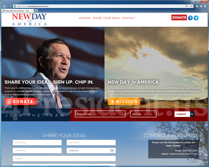 John Kasich 2016 Presidential Campaign Website - April 20, 2015