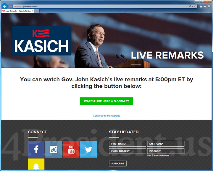 John Kasich 2016 Presidential Campaign Website - May 5, 2016