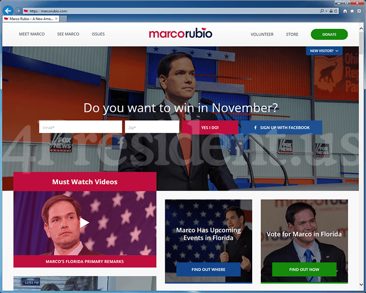 Marco Rubio 2016 Presidential Campaign Website - March 15, 2016