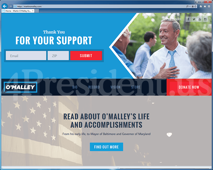 Martin O'Malley 2016 Presidential Campaign Website -  February 1, 2016