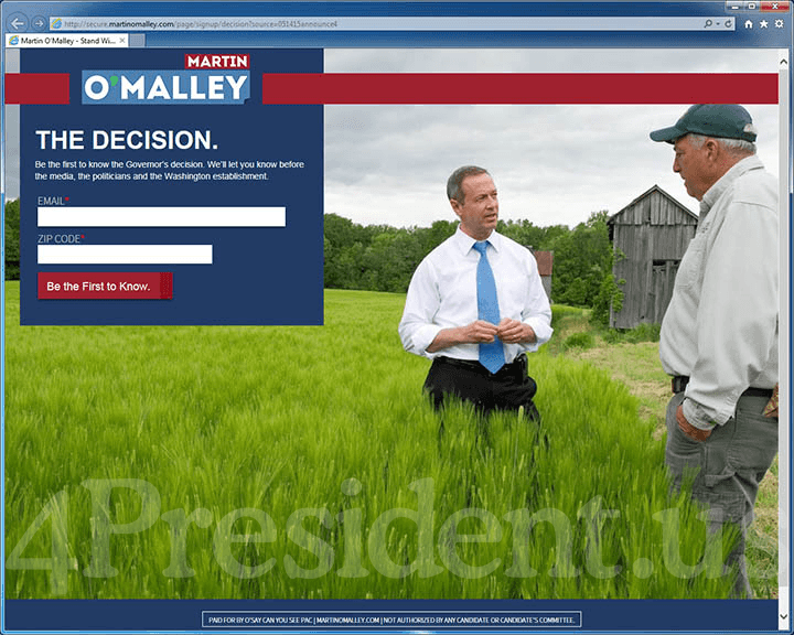 Martin O'Malley 2016 Presidential Campaign Website - May 14, 2015