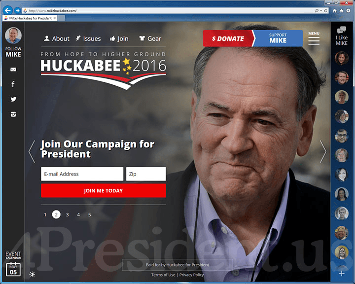 Mike Huckabee 2016 Presidential Campaign Website - May 5, 2015