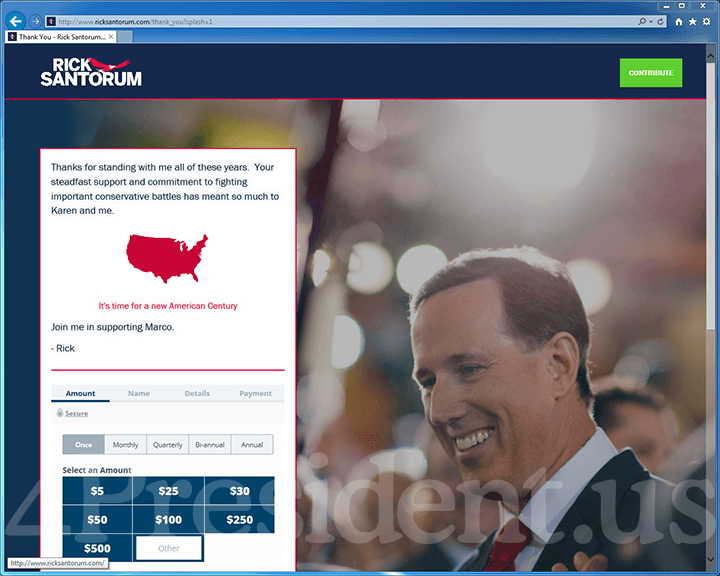 Rick Santorum 2016 Presidential Campaign Website - February 3, 2016