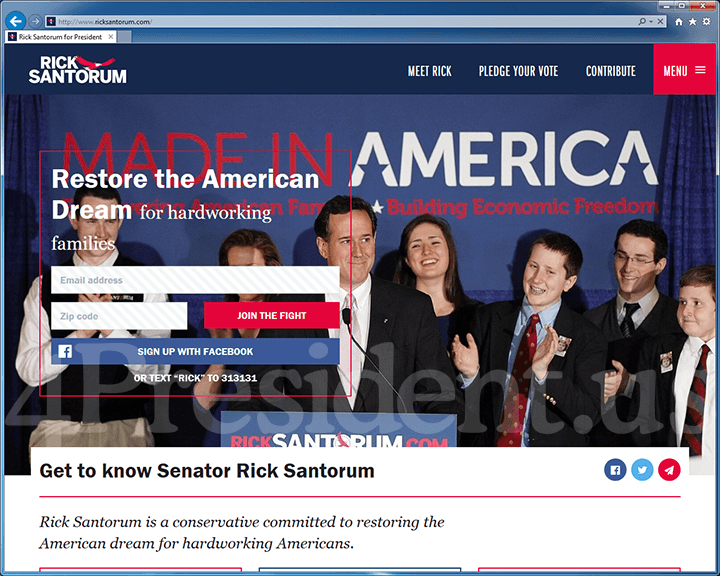 Rick Santorum 2016 Presidential Campaign Website - May 27, 2015