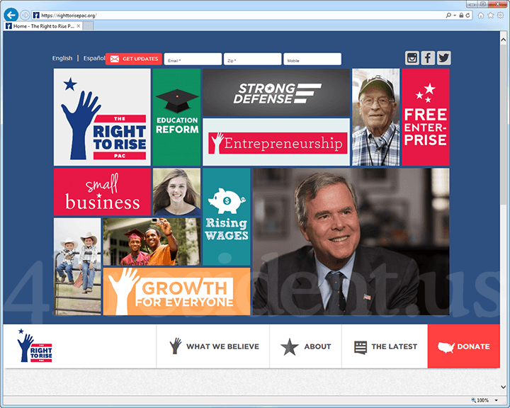 Jeb Bush 2016 Right to Rise Website - January 6, 2015
