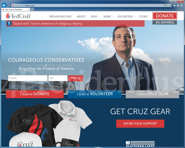 Ted Cruz 2016 Presidential Campaign Website - August 22, 2015