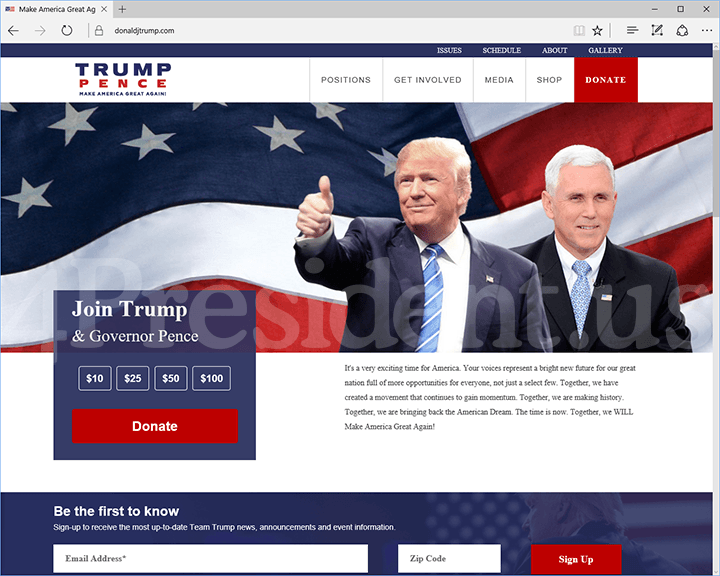 Donald J. Trump 2016 Presidential Campaign Website - July 15, 2016