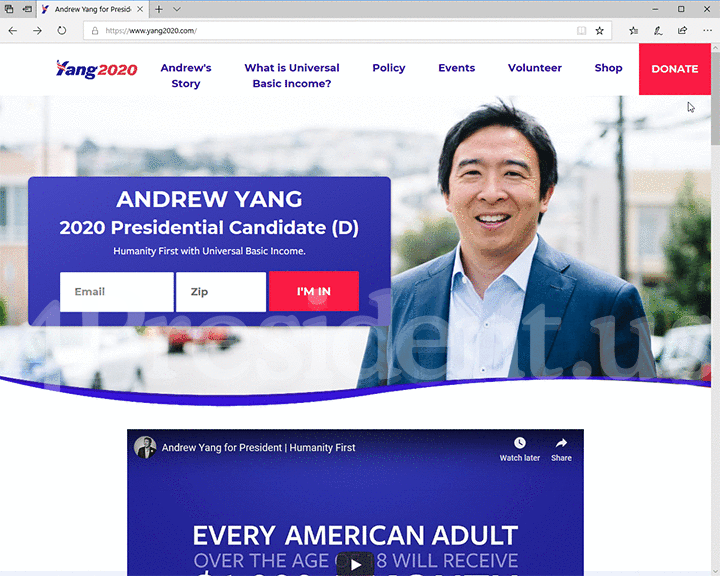 Andrew Yang 2020 Website - February 2, 2018