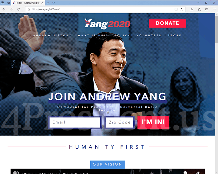 Andrew Yang 2020 Website - February 8, 2019
