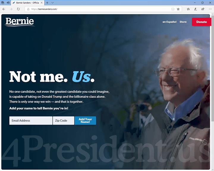 Bernie Sanders 2020 Website - February 19, 2019