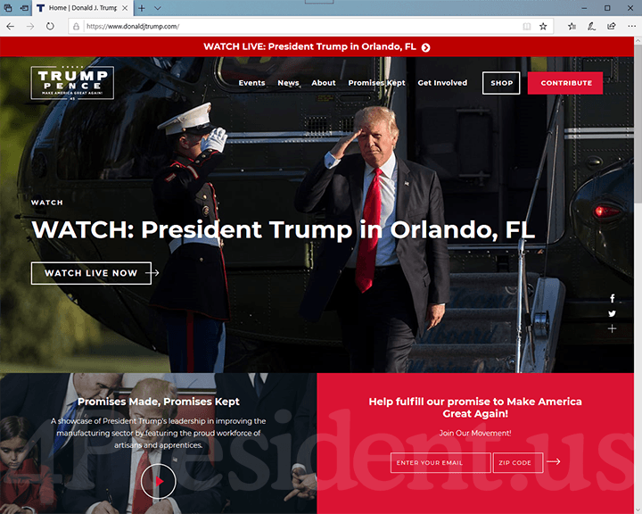 Donald Trump 2020 Website - June 18, 2019