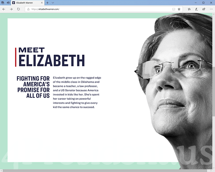 Elizabeth Warren 2020 Website - December 31, 2018
