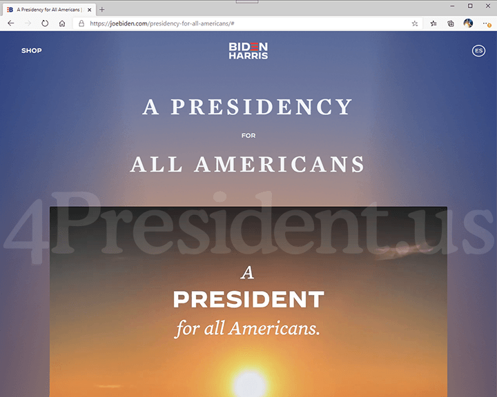 Joe Biden 2020 Website - November 7, 2020