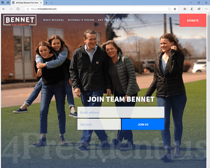 Michael Bennet 2020 Website - April 22, 2019