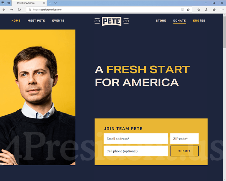 Pete Buttigieg 2020 Website - April 14, 2019