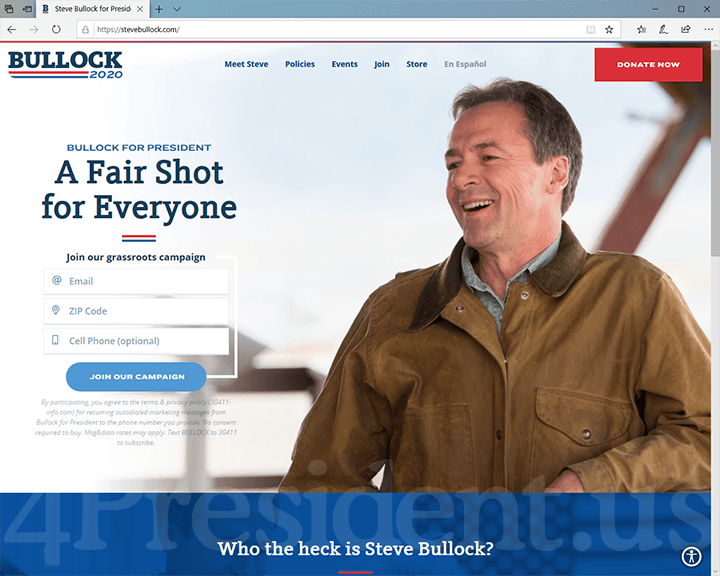 Steve Bullock 2020 Website - December 2, 2019