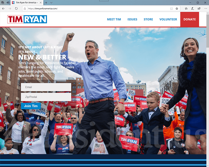 Tim Ryan 2020 Website - October 24, 2019