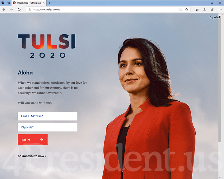 Tulsi Gabbard 2020 Website - January 11, 2019