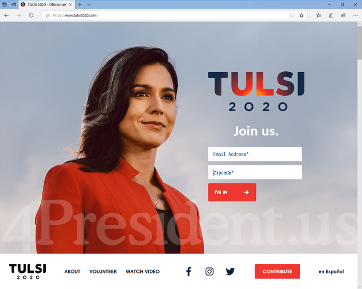 Tulsi Gabbard 2020 Website - January 24, 2019