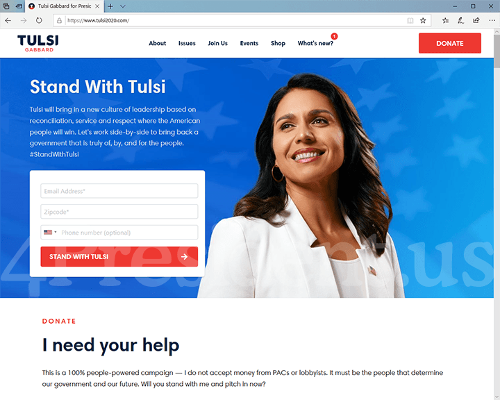 Tulsi Gabbard 2020 Website - March 19, 2020